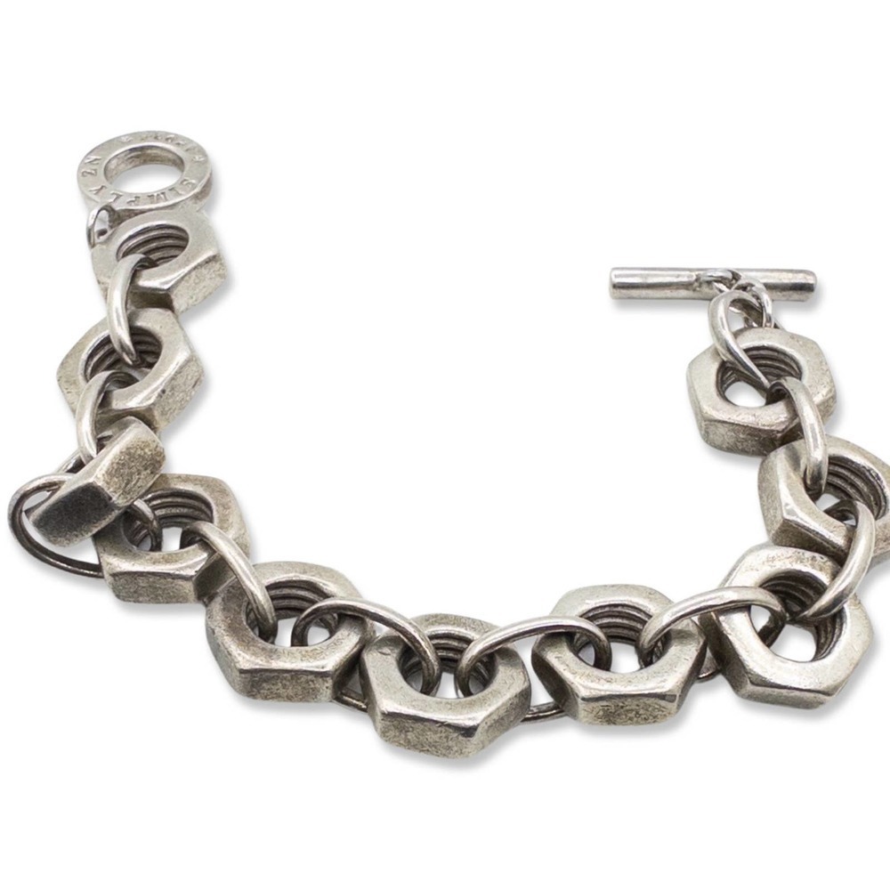 VINTAGE STERLING SILVER ZN Concept Round Nut Link HEAVY Chain Bracelet - Picture 5 of 5
